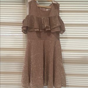 Girls cold shoulder shimmer dress
